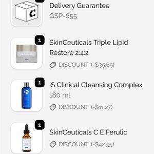 SkinCeuticals Triple Lipid Restore Cream - C E Ferulic and iS face wash